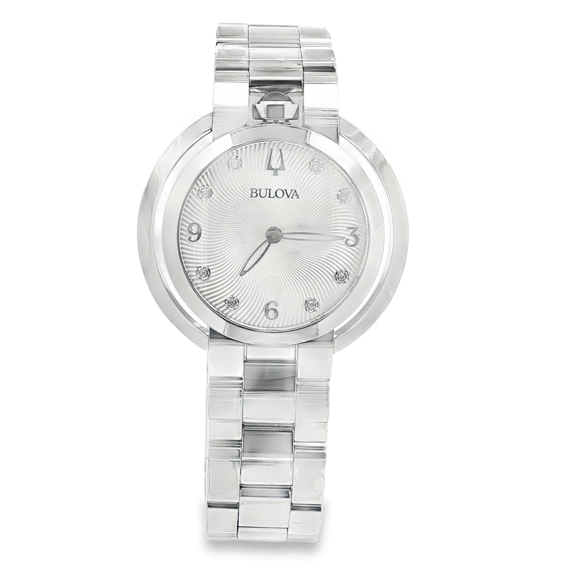 SILVER WHITE FACE NEGATIVE SPACE BEZEL BULOVA
