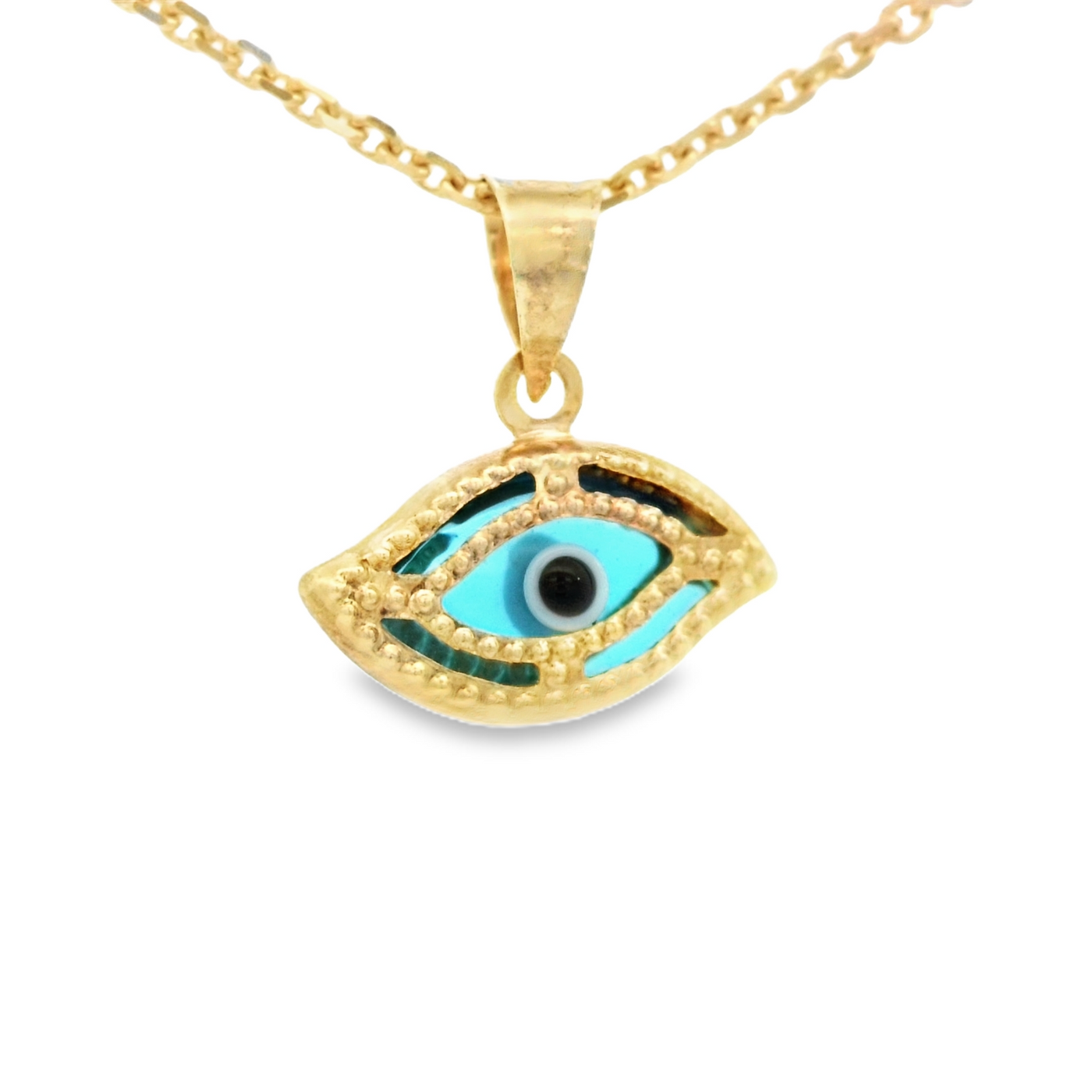 PENDANT 14K EVIL EYE BLUE EYE MILIGRAIN