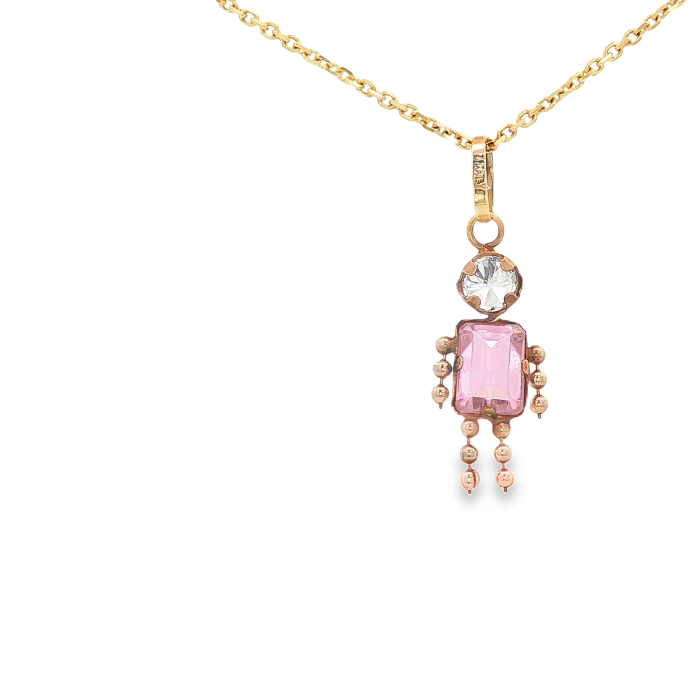 PENDANT 14KP PENDANT CZ PINK BOY DANGLE LEGS N ARMS