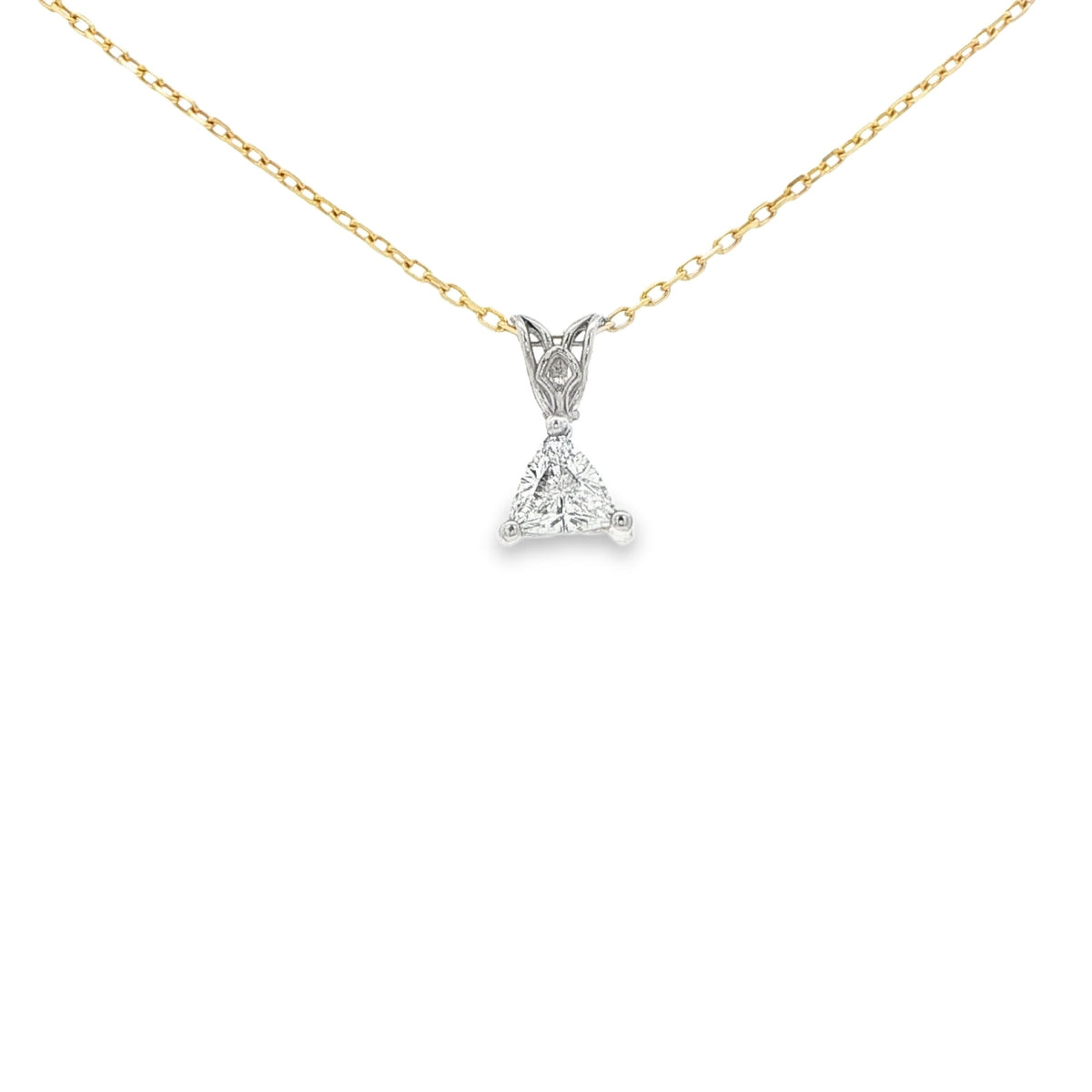 14 KARAT PENDANT NATURAL DIAMOND 2 TONE 2 BEZELS SLIDER