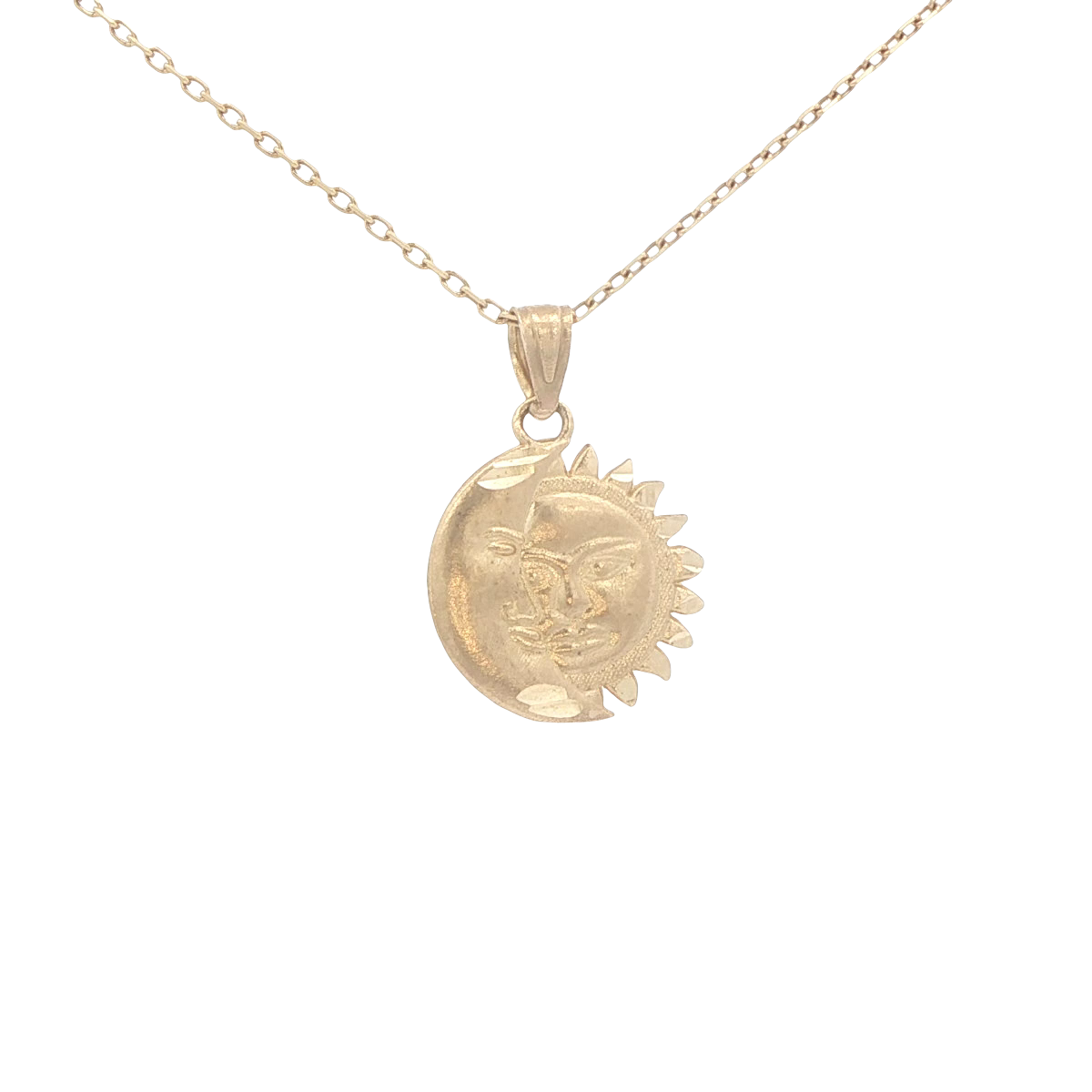 PENDENT 14KP 1/2SUN & 1/2MOON WITH FACE