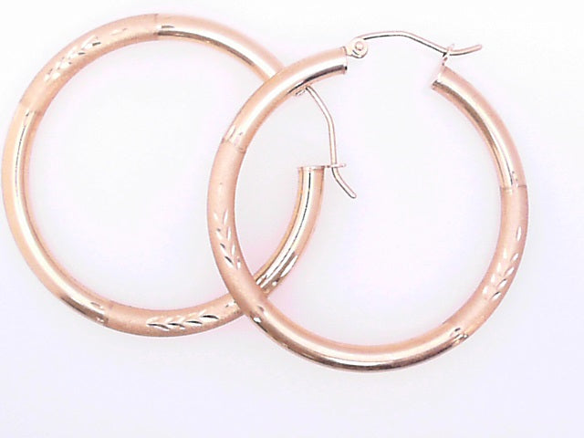 EARRINGS 14 KARAT SATIN MEDIUM HOOP EARRINGS WEIGH