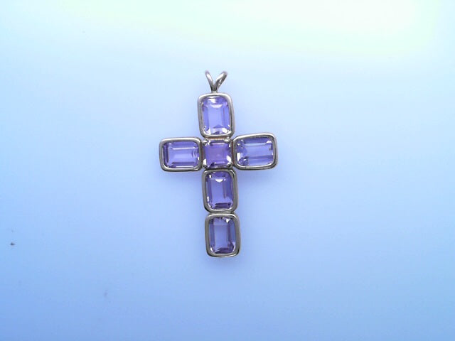 14K PENDANT 2.7G  CZ CROSS PURPLE