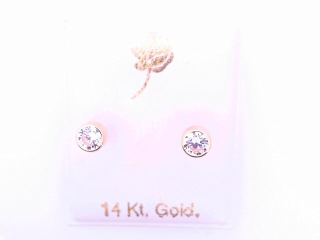 14 KARAT STUD EARRINGS WEIGHT: 0.4G : 4MM CZ CLEAR