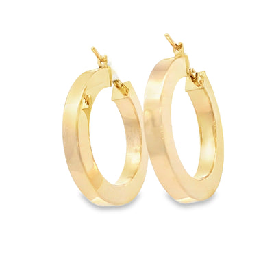 14 KARAT MEDIUM HOOP EARRINGS 27MM CHUBBY ROUND