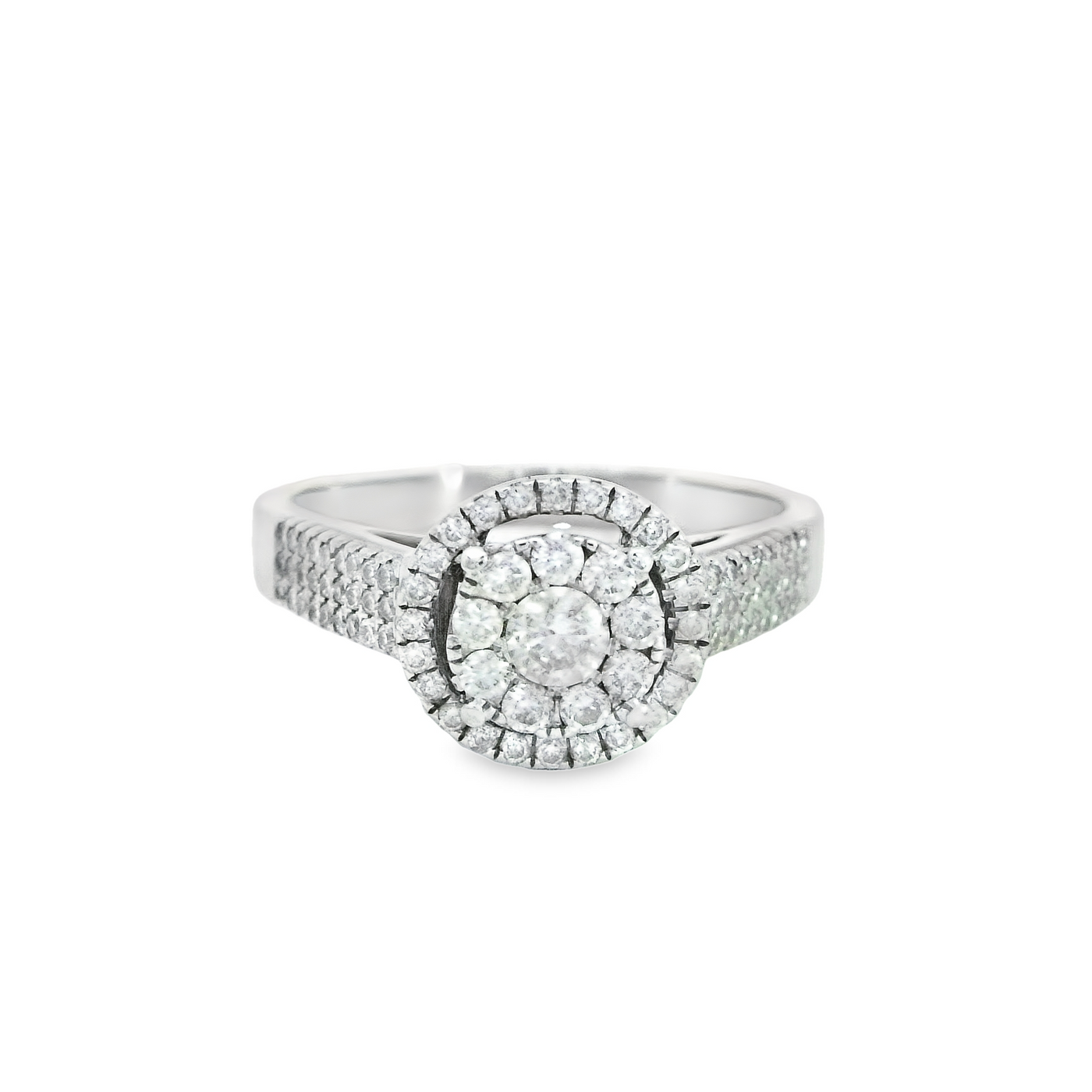 RING 14K WHITE #9 ENGAGEMENT DIAMOND  HALO 1.55ctw