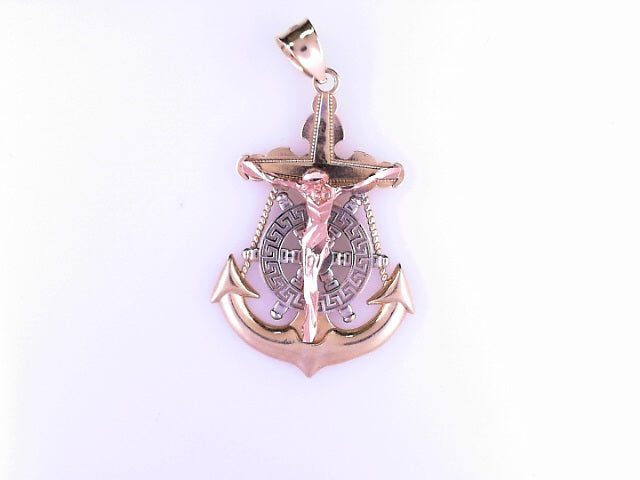 PENDANT 14KP 7.0G ANCHOR JESUS ANCHOR 3TONE