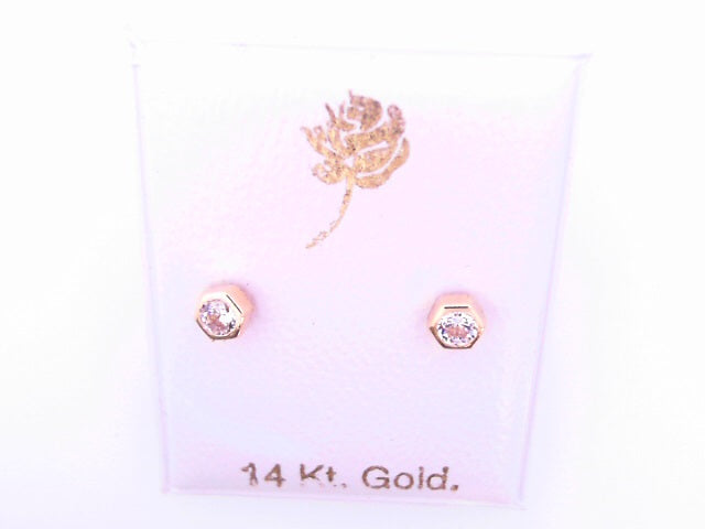 14 KARAT STUD EARRINGS WEIGHT: 0.3G : 3MM CZ CLEAR