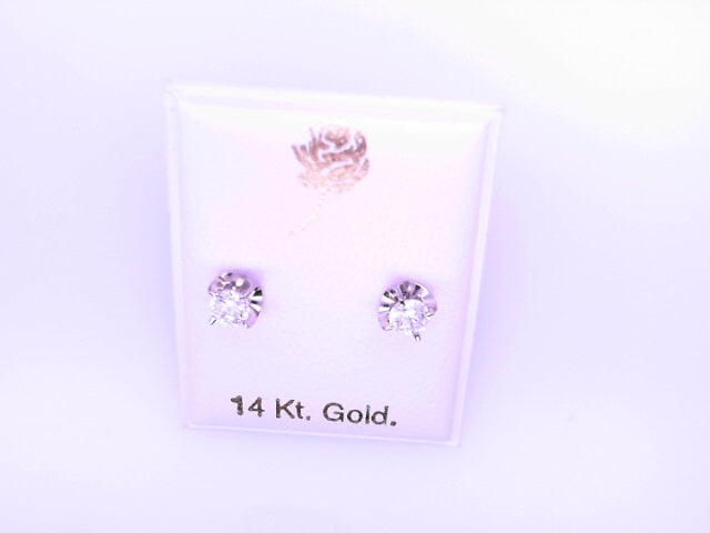 14 KARAT STUD EARRINGS WEIGHT: 0.8G : 5MM CZ CLEAR