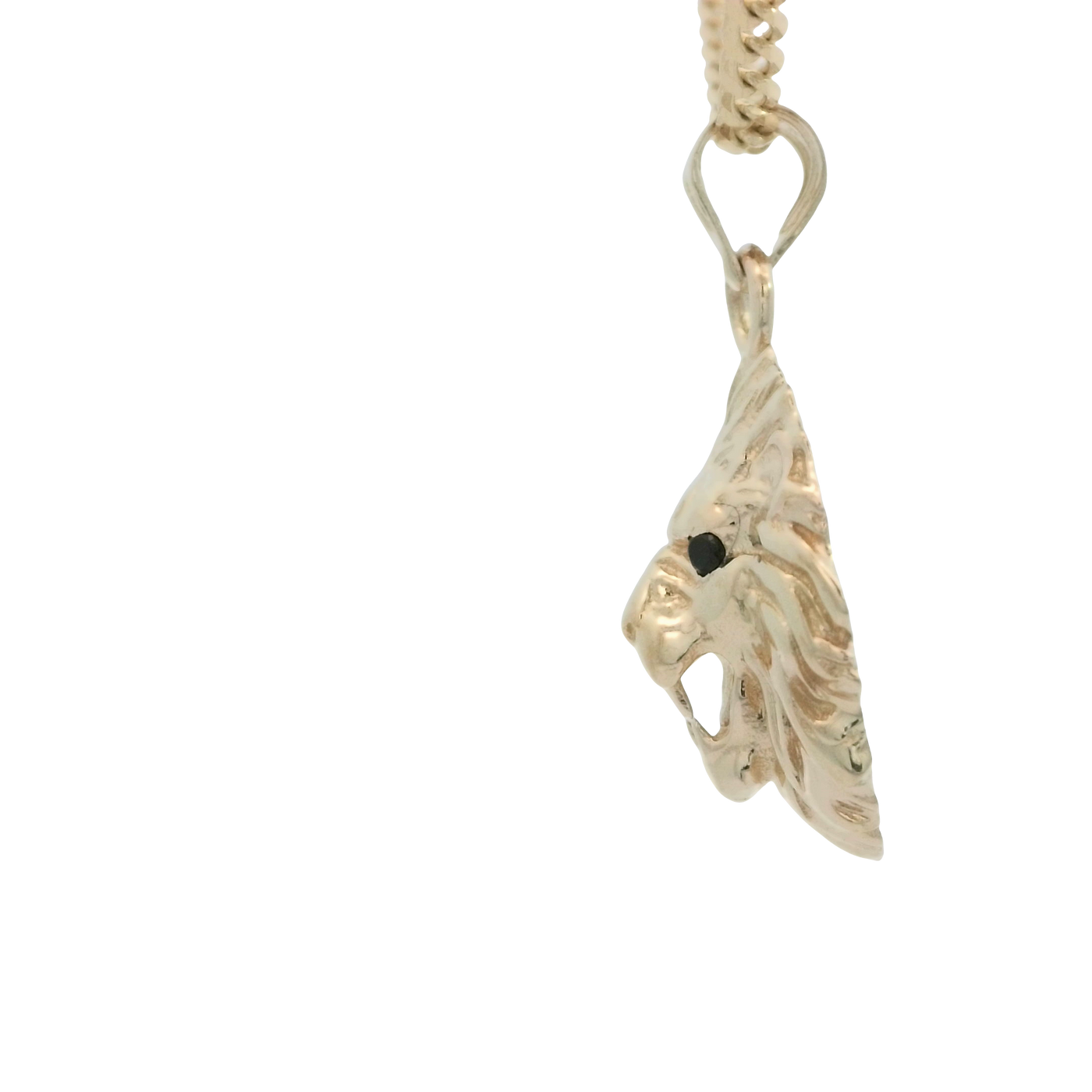 14K  PENDENT LION FACE BLACK EYES