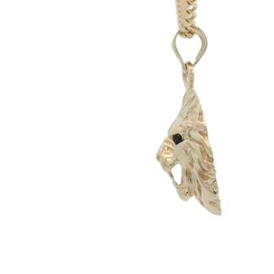 14K  PENDENT LION FACE BLACK EYES