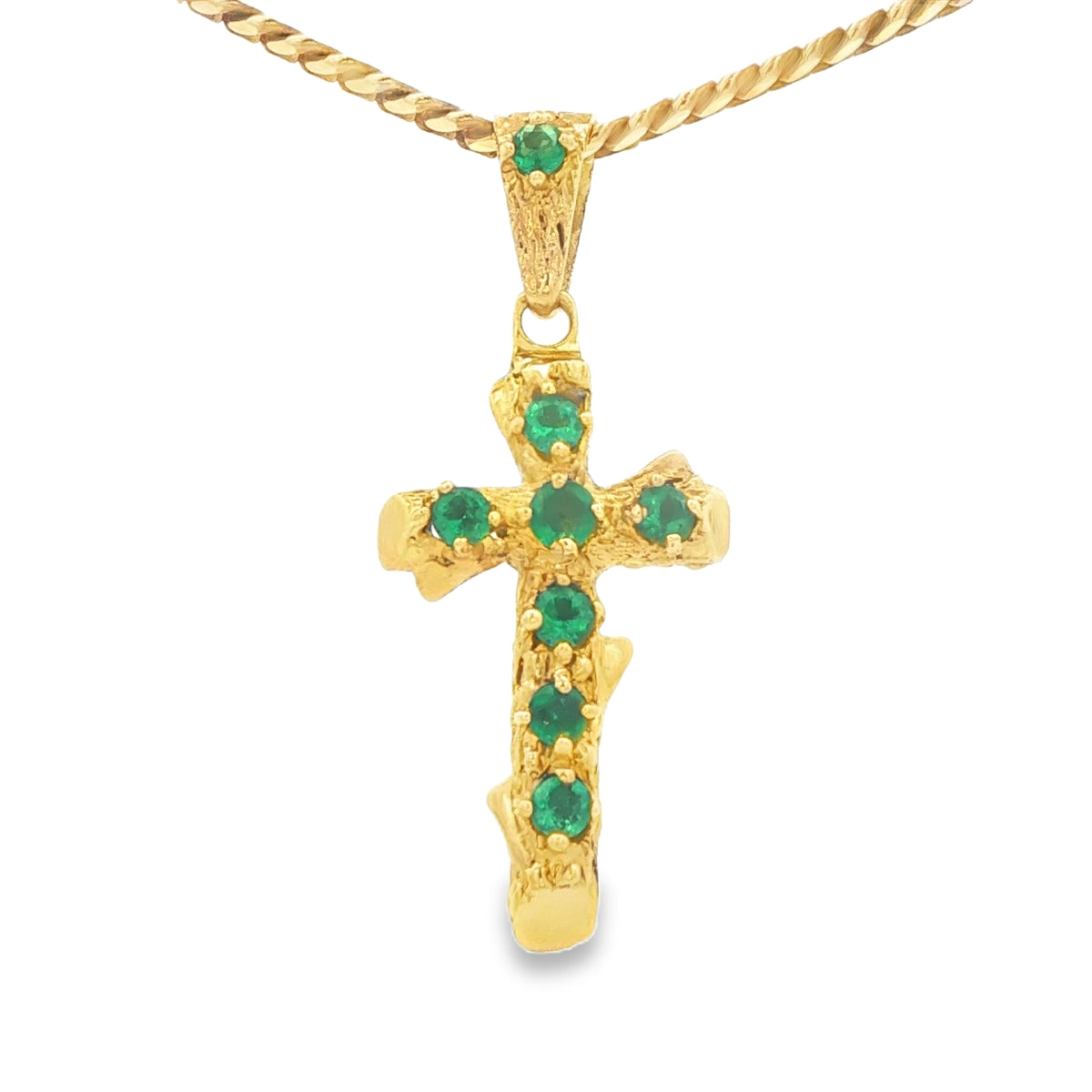 18KP 3.8G NATURAL EMERALD CROSS