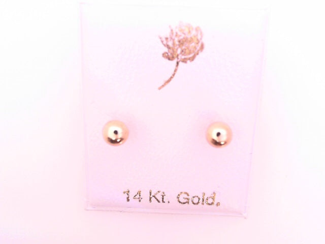 14 KARAT STUD EARRINGS WEIGHT: 0.4G : 4MM CZ PINK
