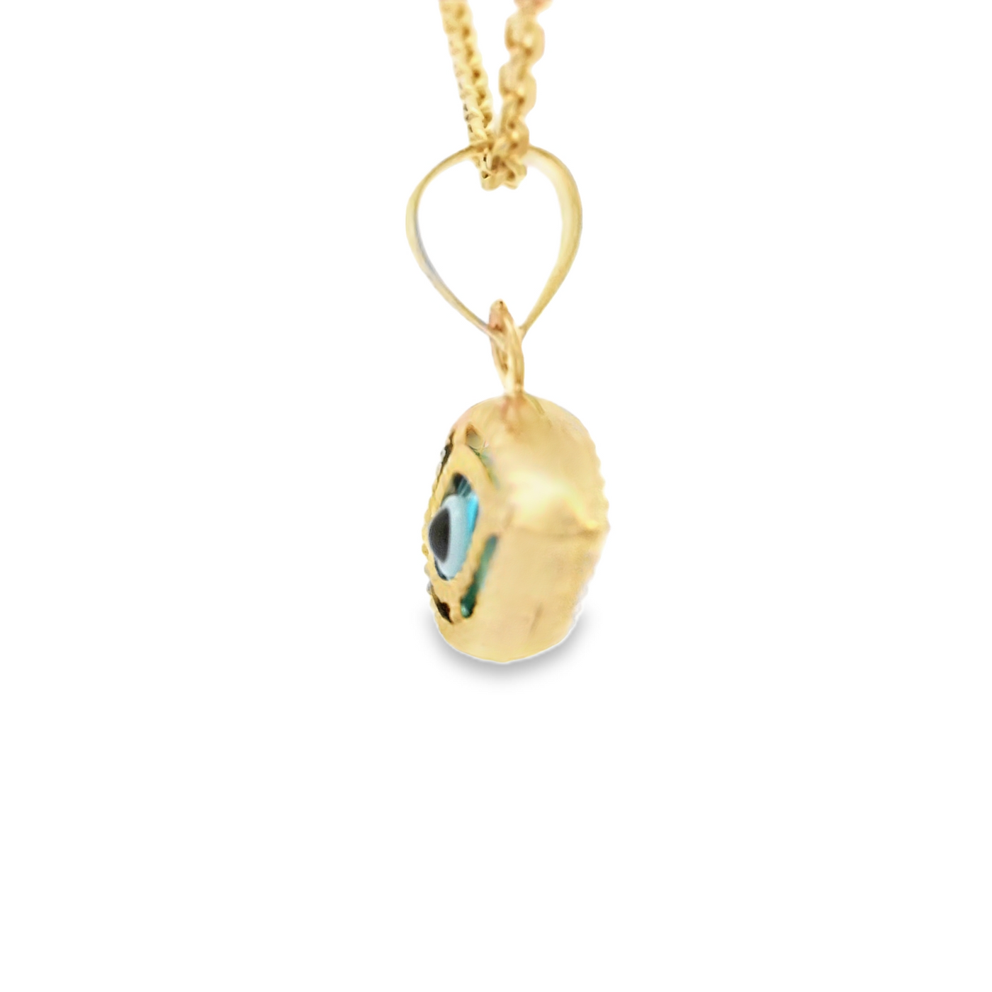 PENDANT 14K EVIL EYE BLUE EYE MILIGRAIN