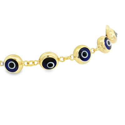 BRACELET 14KB 7.2G EVIL EYE 7.5'' BLUE