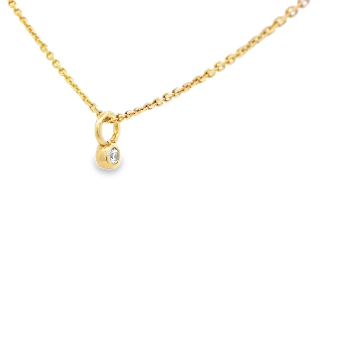 PENDANT 14KP  DIAM ROUND BEZZLE DANGLE