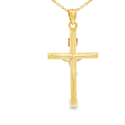 14 KARAT DIAMOND CUT CHARM  JESUS CROSS CIRCLE BACK