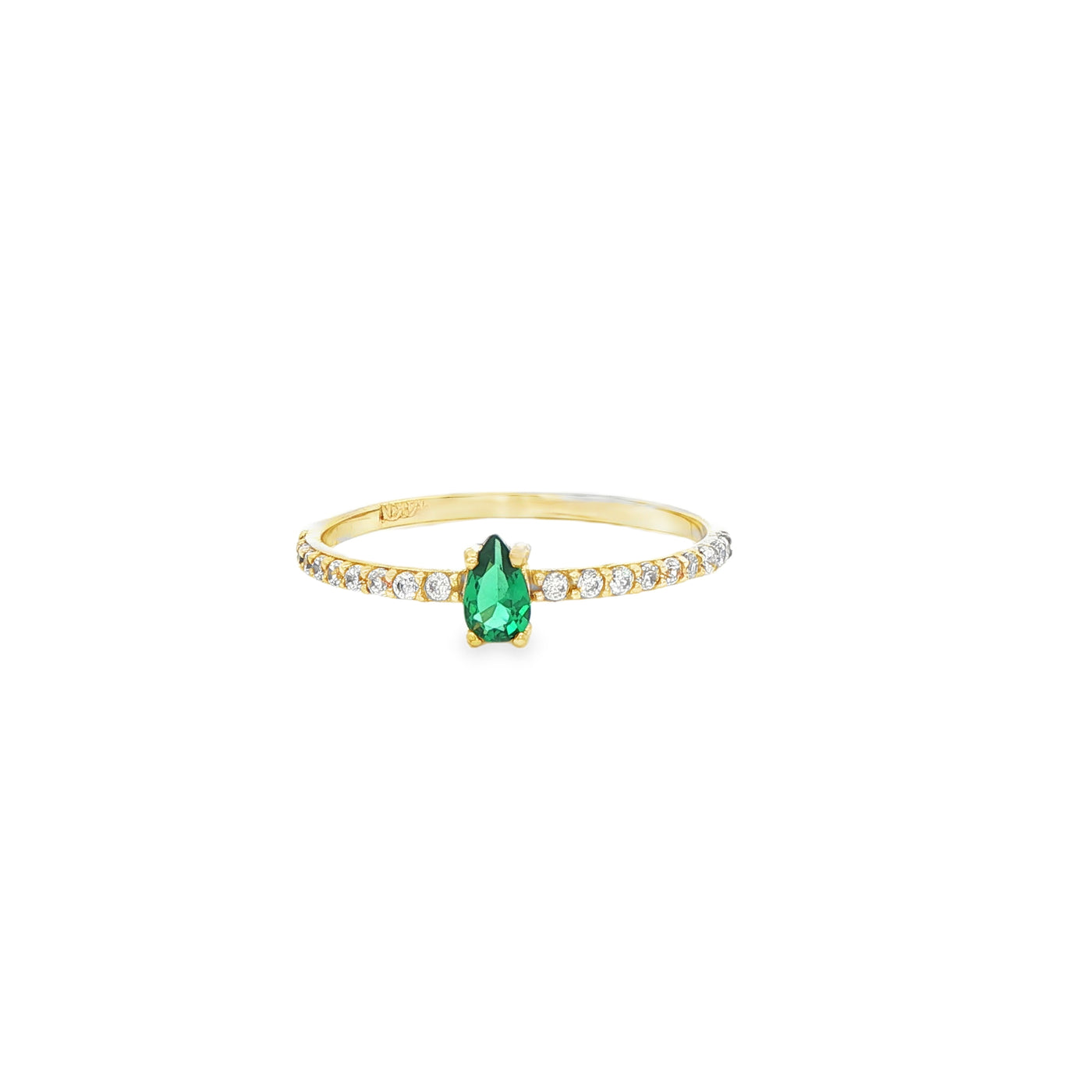14 KARAT RING SIZE 8.25 WEIGHT: 1.1G : CZ GREEN PE