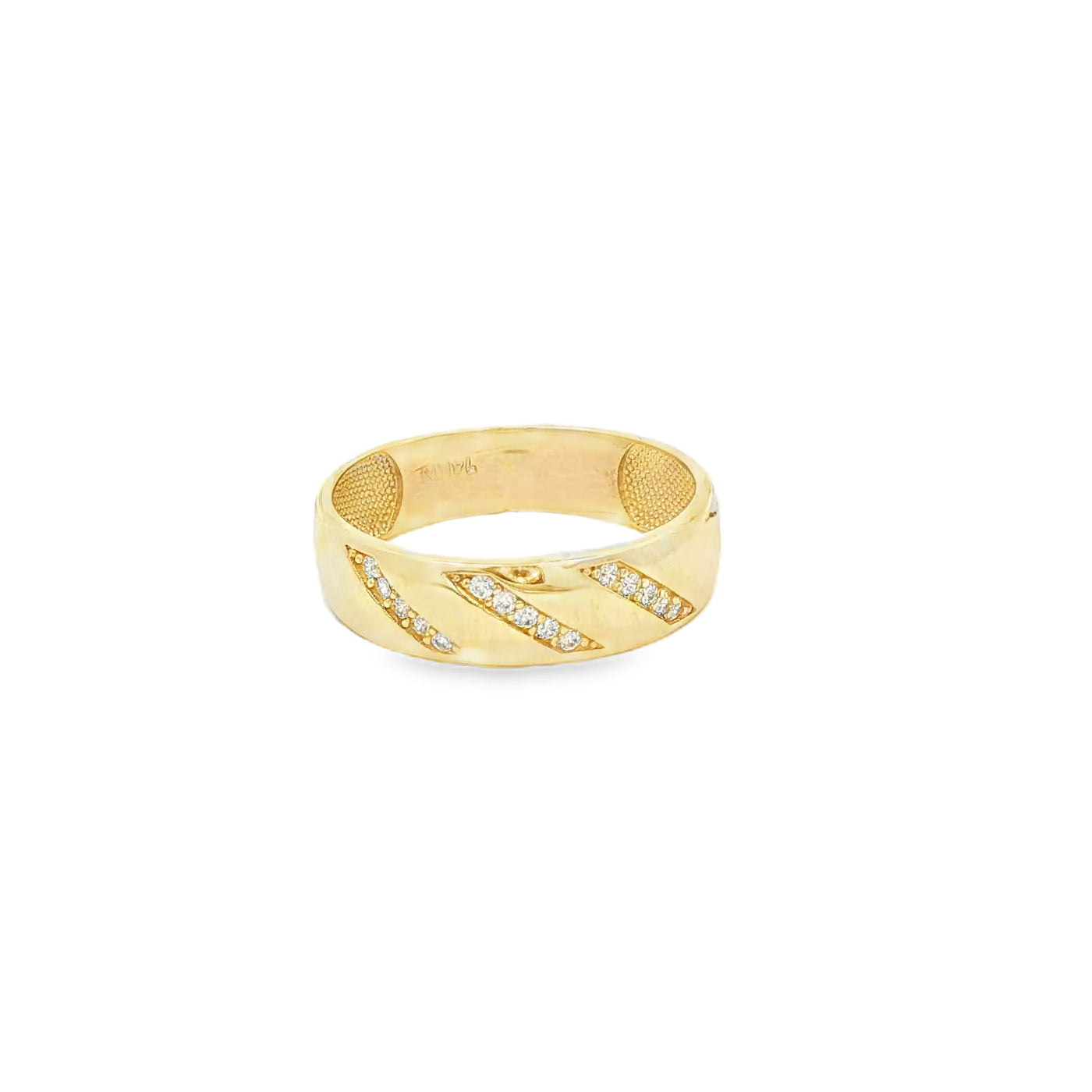 14 KARAT RING SIZE 7.25 WEIGHT: 2.1G : 5MM CZ 3 SL