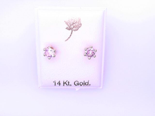 14 KARAT STUD EARRINGS WEIGHT: 0.8G : 5MM CZ CLEAR
