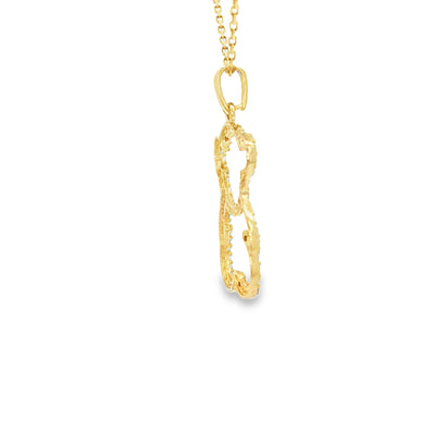 14 KARAT FREE FORM CHARM  CZ TEDDY BEAR NEGATIVE SPACE