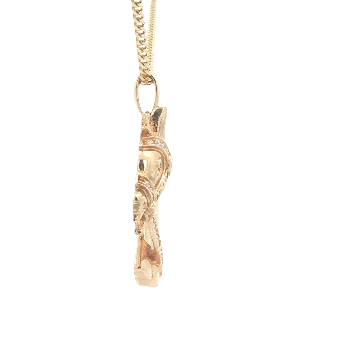 PENDANT 14KP 7.3G HORSE HEAD CZ HORSE RED EYE