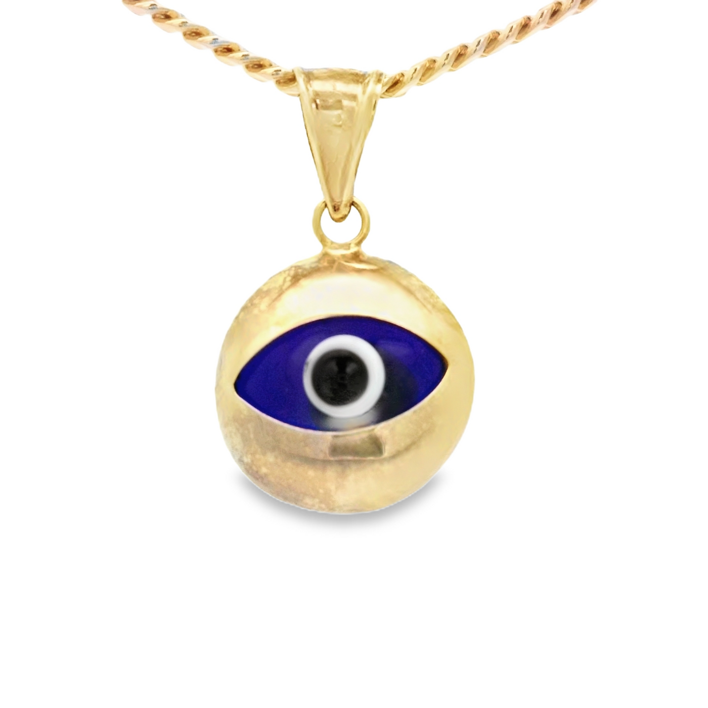 PENDANT 14K EVIL EYE BLUE OVAL POLISHED