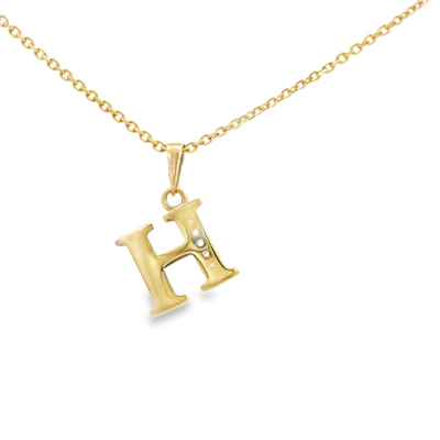 PENDANT 14K CZ LETTER H