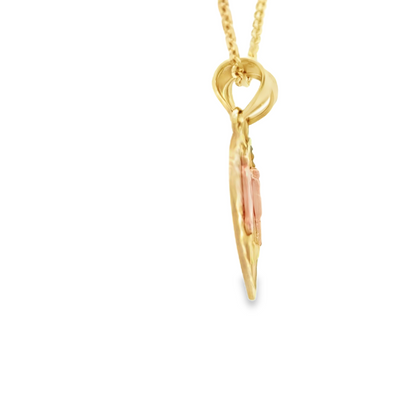 PENDANT 14K SPLIT MILAGROSA Y JESUS HEART