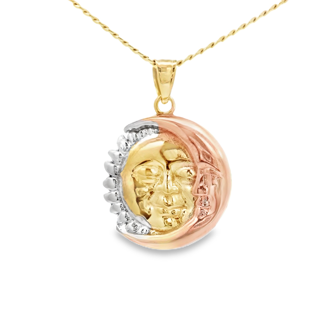 PENDANT 14K 3Tone SUN MOON