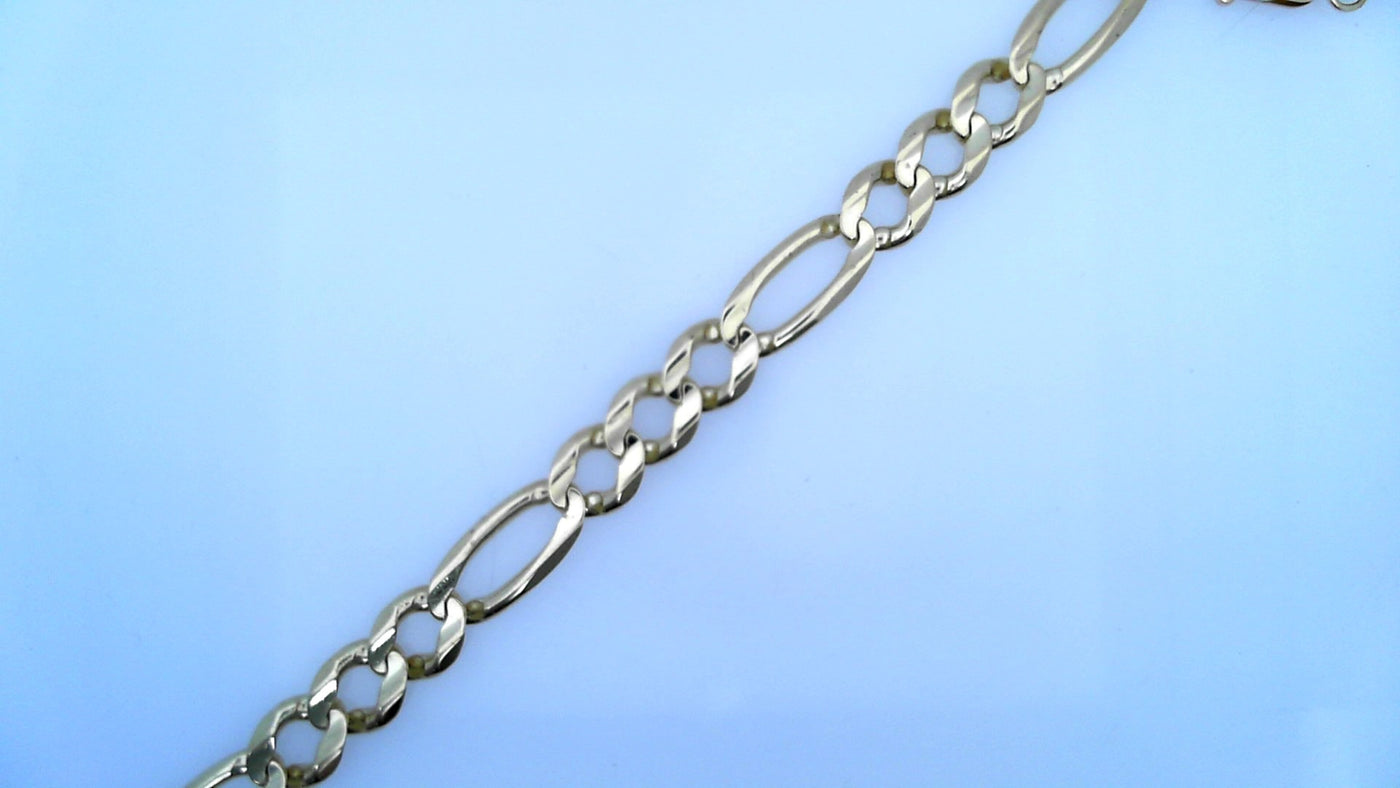 14 KARAT FIGARO BRACELET LENGTH 9.5 WEIGHT: 19.2G
