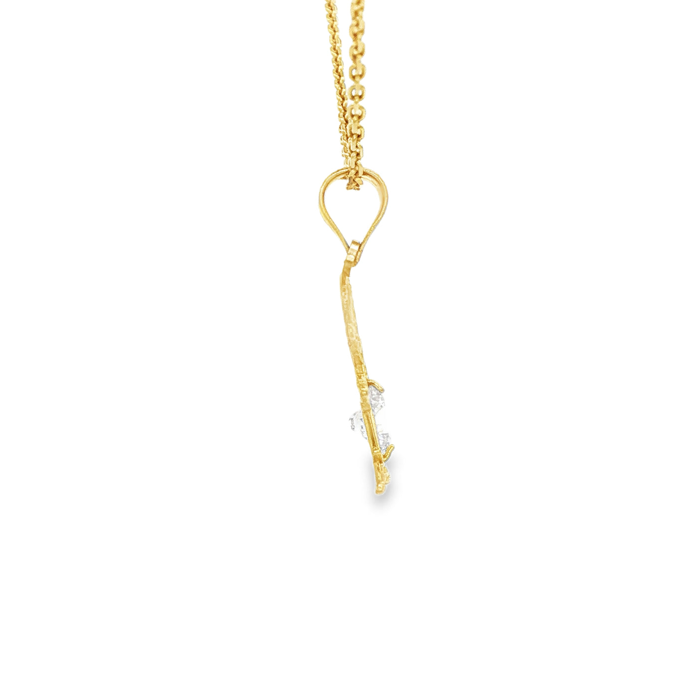 PENDANT 14KP BOY CZ CLEAR BELLY BOY