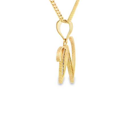 PENDANT 14K Letter W CZ Italian