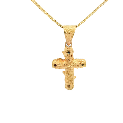 18KR Cross Pendant with Natural Emeralds