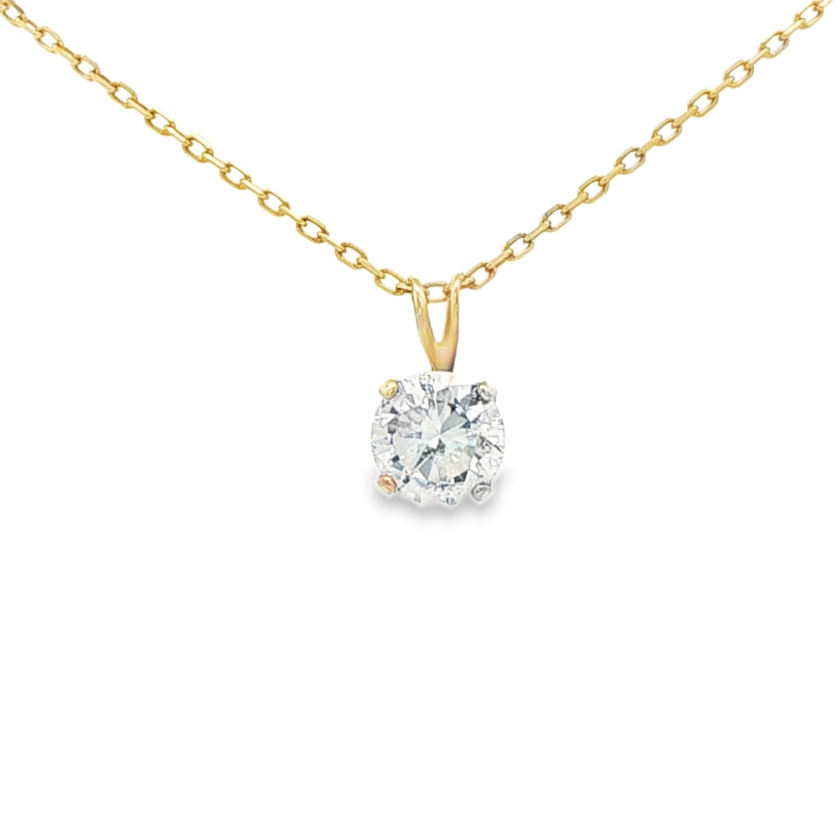 14 KARAT CHARM CZ CLEAR ROUND