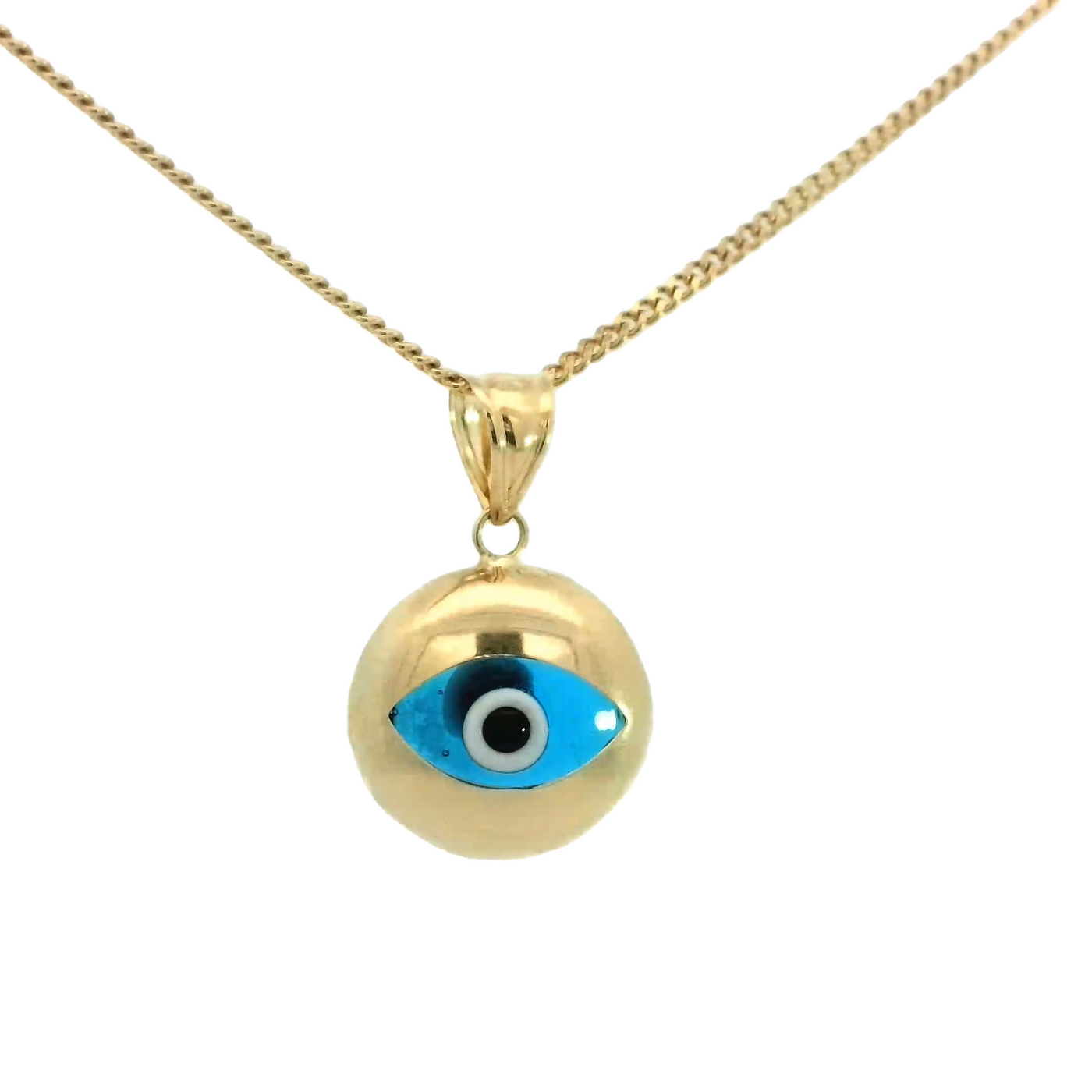 PENDANT 14K 2.0G EVIL EYE BLUE OVAL POLISHED