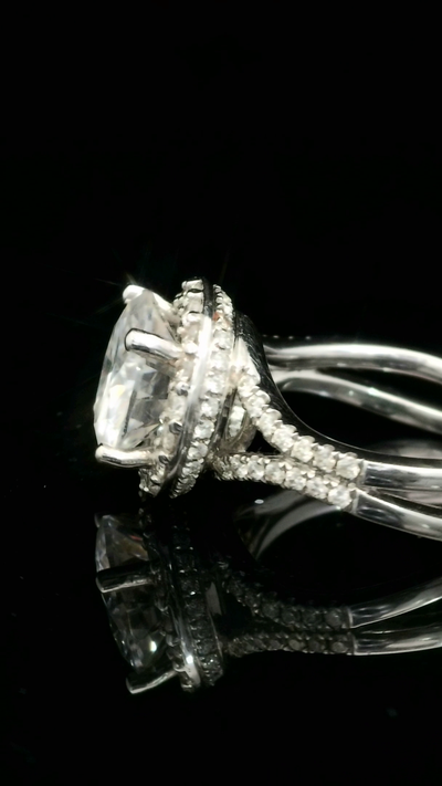 RING 14K 1ct Diamond Mount 3.00ct MOISSANITE cente