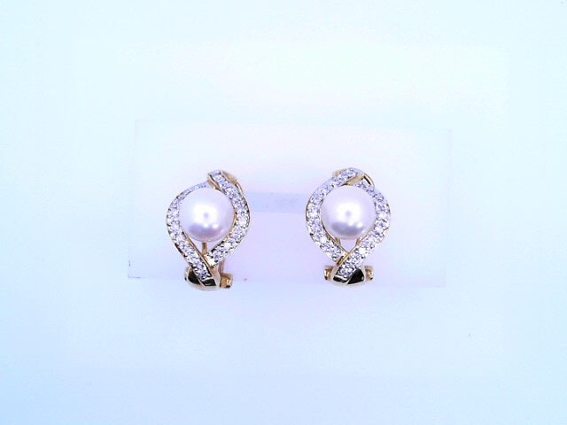 14 KARAT EARRINGS WEIGHT: 6.5 : PEARL NAT DIAMOND
