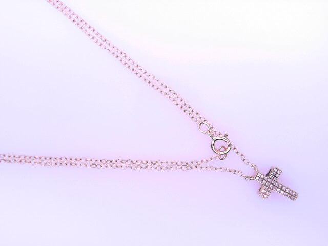CHAIN 14KC 1.6G 18'' DIAM CWT0.06 DIAMOND CROSS
