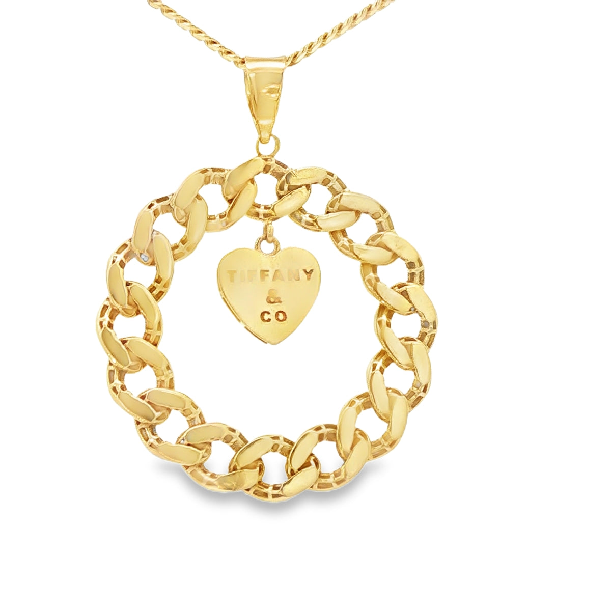 14KP 4.4G STYLE TIFFANY ROUND CUBAN LINK BORDER HE