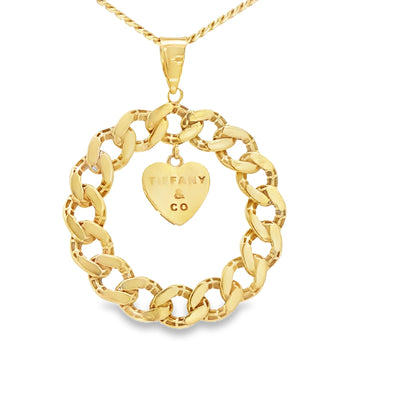 14KP 4.4G STYLE TIFFANY ROUND CUBAN LINK BORDER HE