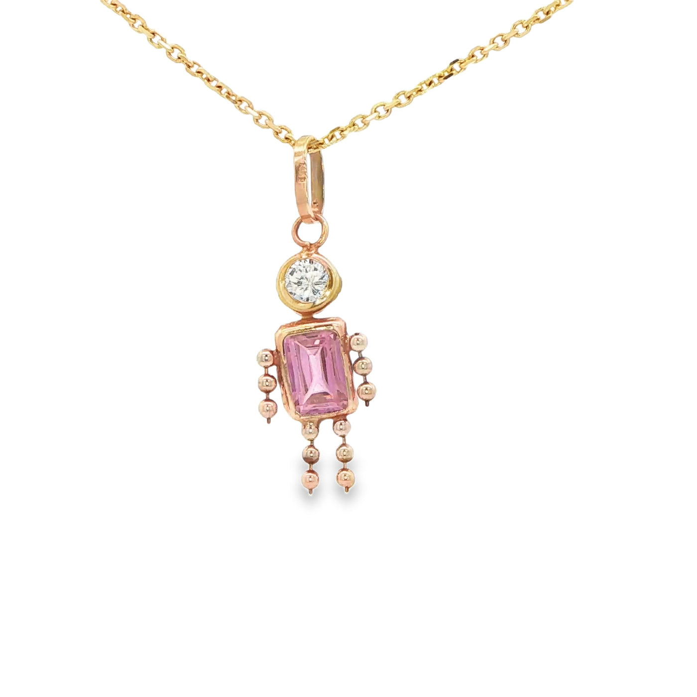 PENDANT 14KP PENDANT CZ PINK BOY DANGLE LEGS N ARMS