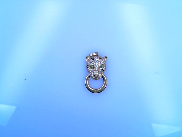 PENDANT 14K 3.3G PANTHER CZ GREEN EYES