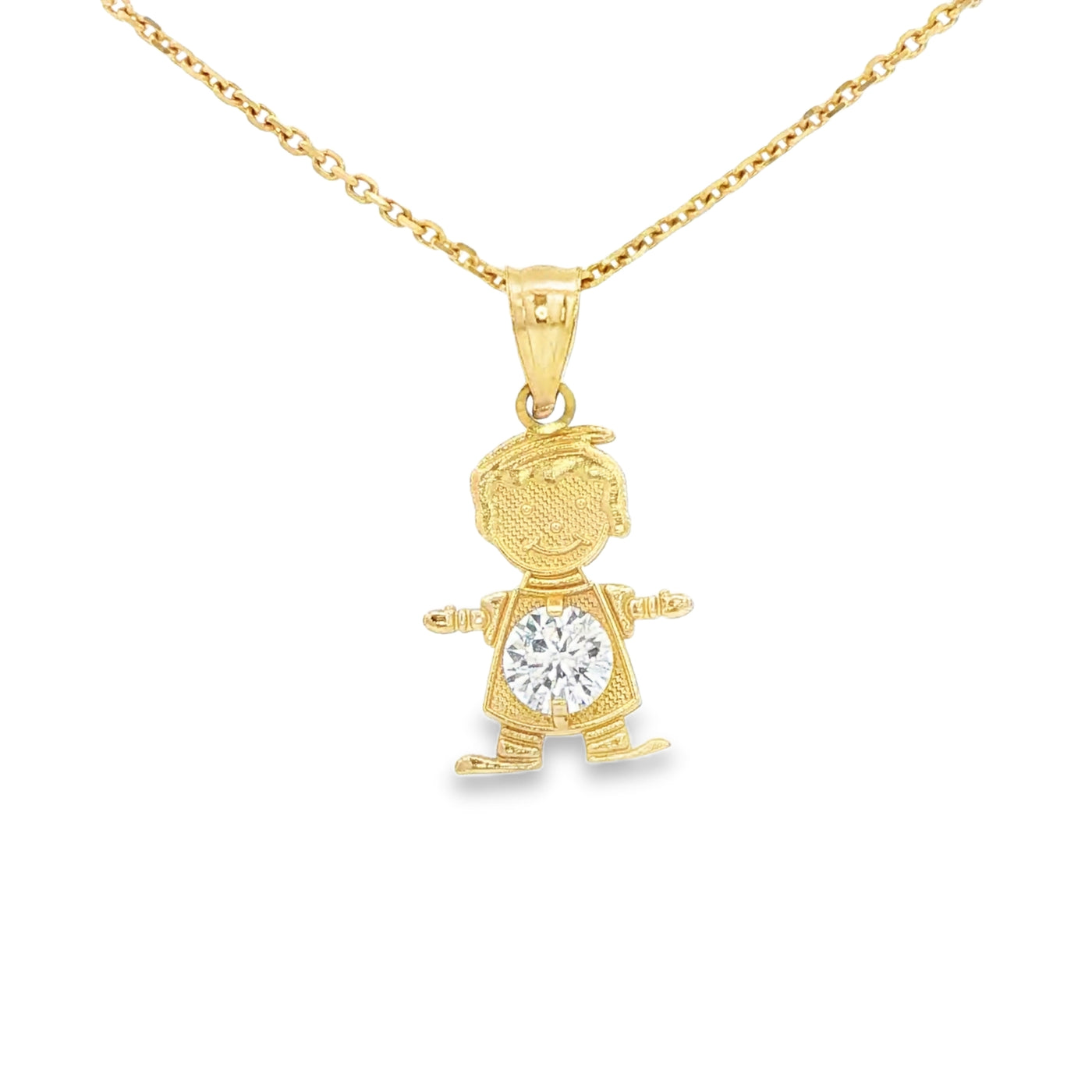 PENDANT 14KP BOY CZ CLEAR BELLY BOY