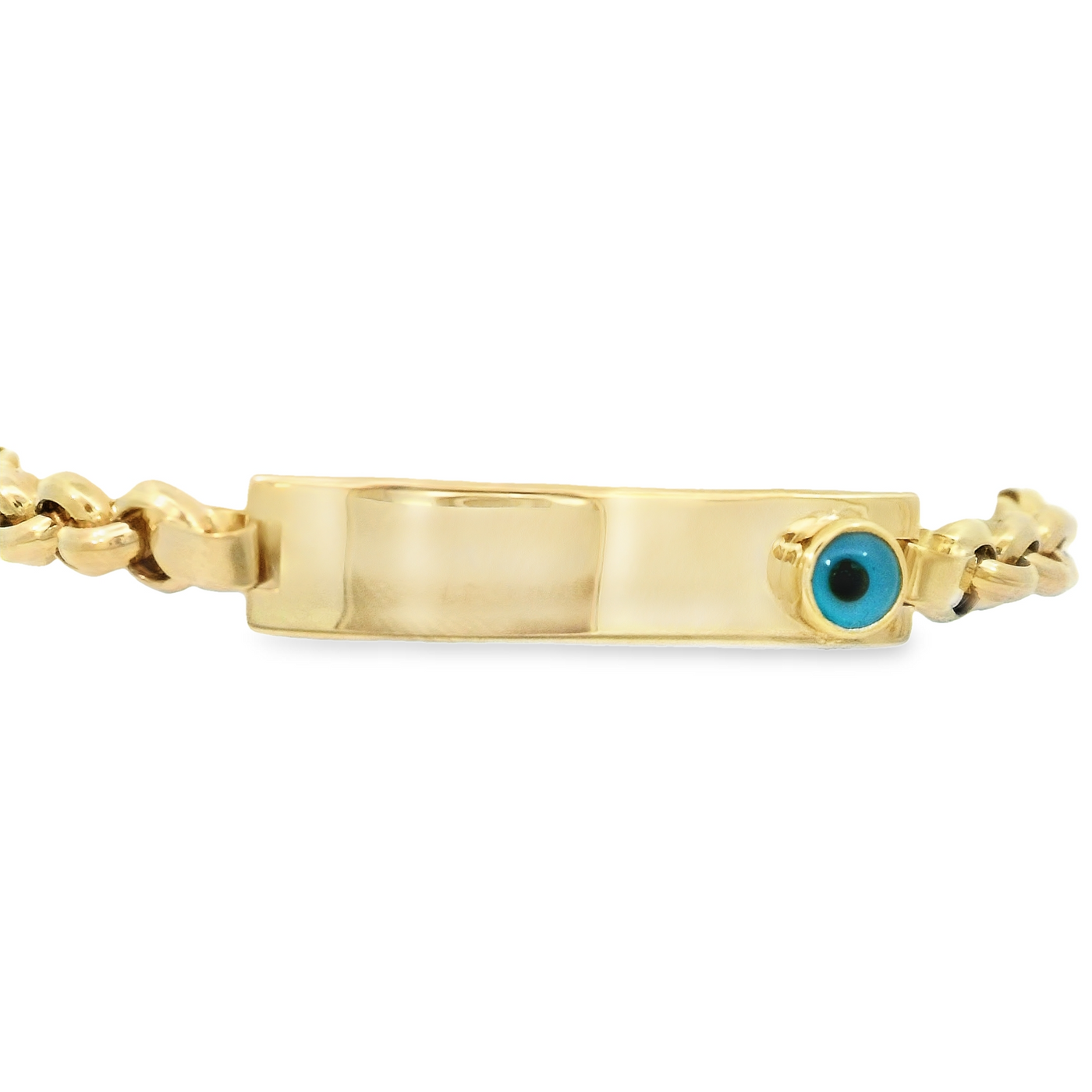 ID BRACELET 14KB 4.6G ID KID 61/4'' EVIL EYE BLUE