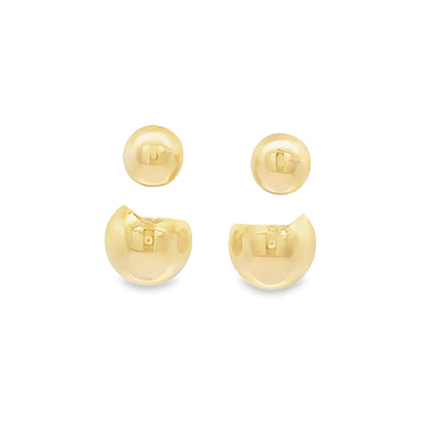 14 KARAT STUD EARRINGS DOUBLE END BALLS SMALL LARGE