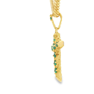 18KP 3.8G NATURAL EMERALD CROSS