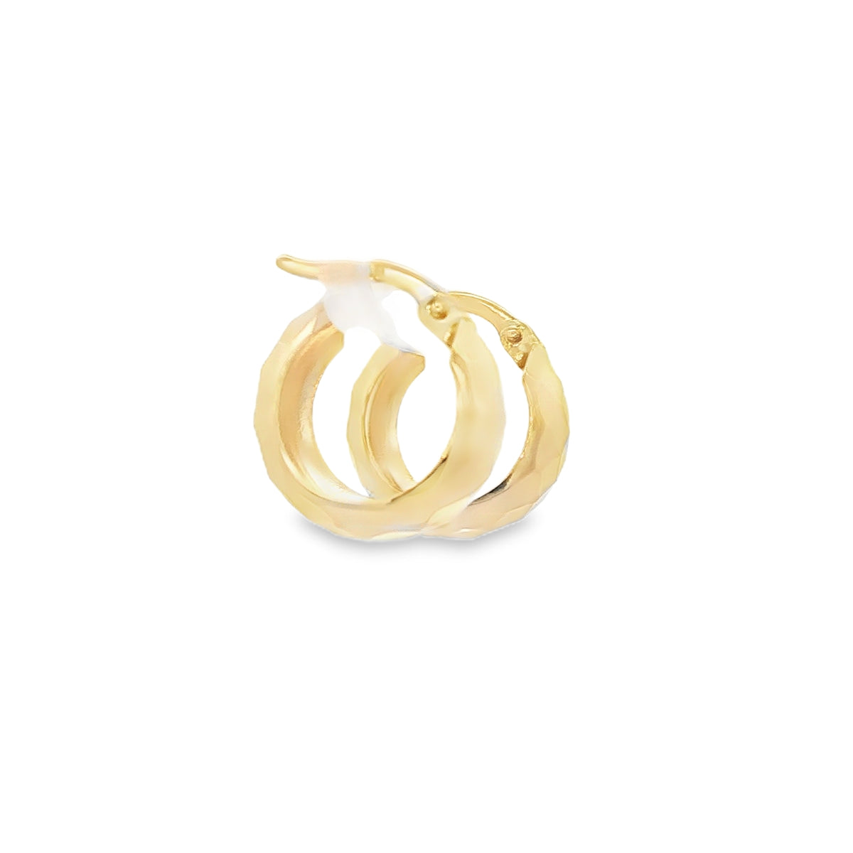 14 KARAT SMALL HOOP EARRINGS 14MM FACETED