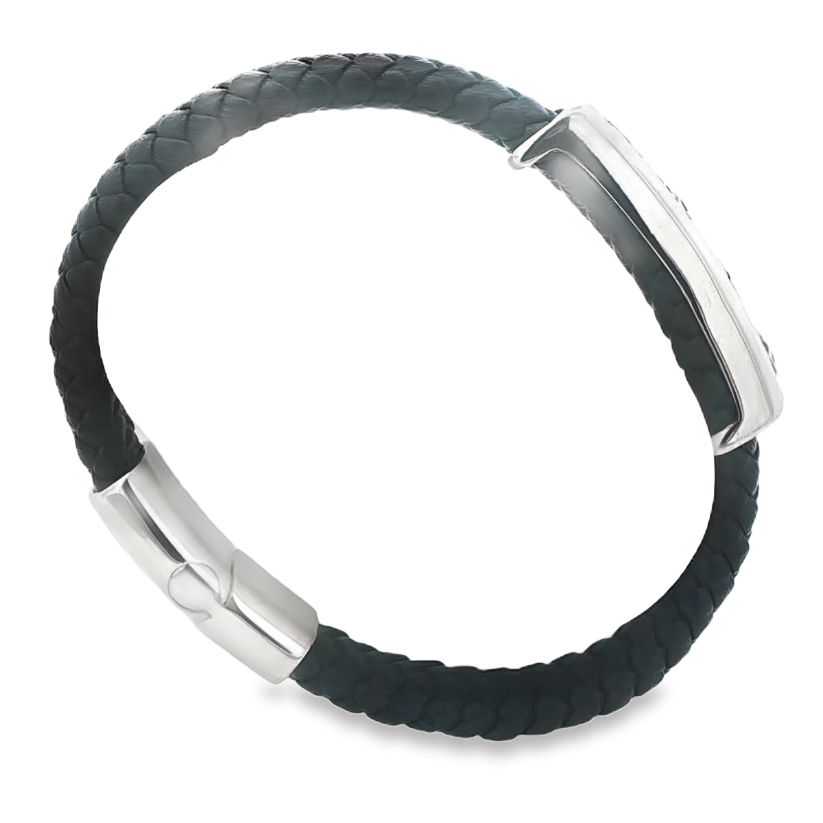 STAINLESS STEEL SKULL PLAQUE LEATHER BAND