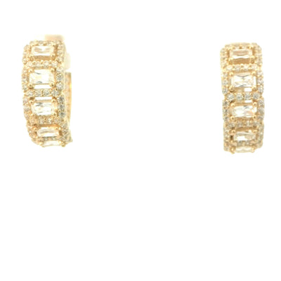 EARRINGS 14 KARAT WEIGHT: 8.5G  HALO RECTANGLE PATTERN